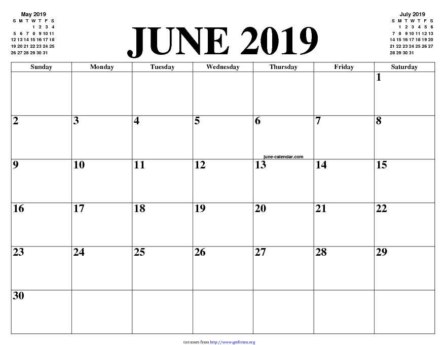 June 2019 Calendar 1
