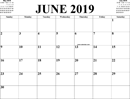 June 2019 Calendar 1 form