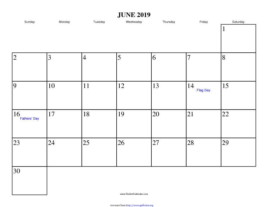 June 2019 Calendar 3