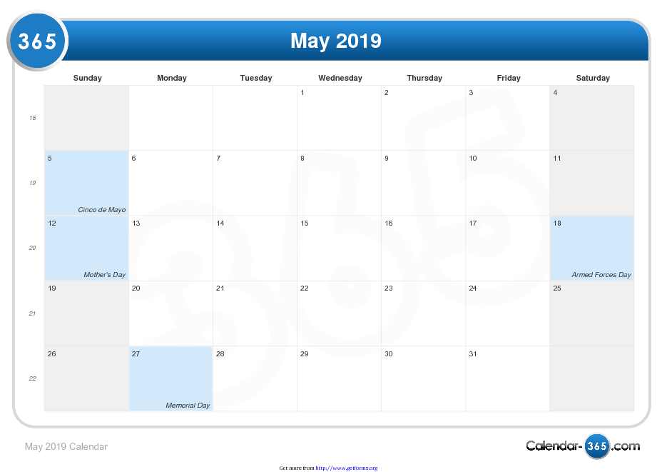 May 2019 Calendar 2