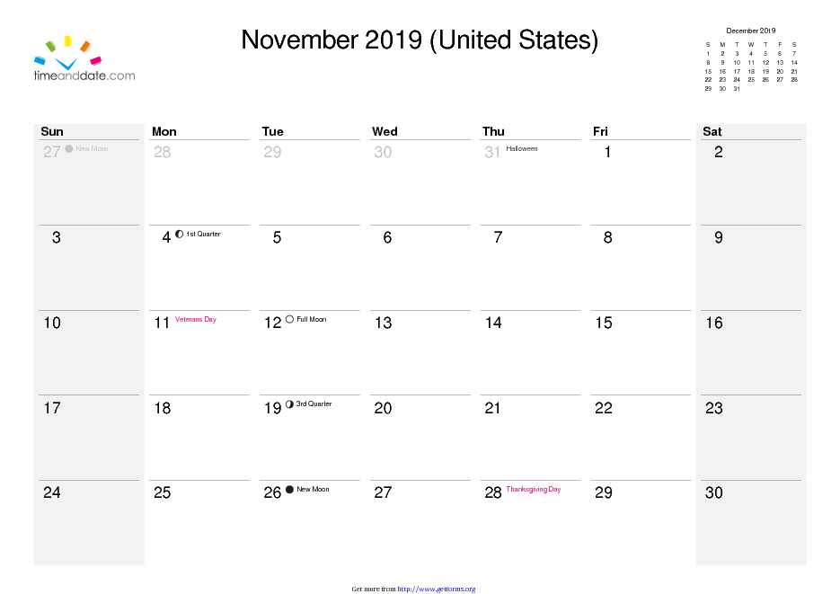 November 2019 Calendar 2