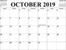 October 2019 Calendar 2 form