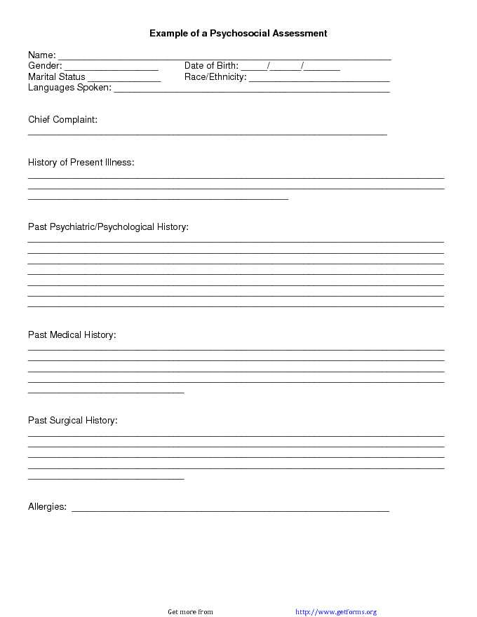 Example of a Psychosocial Assessment