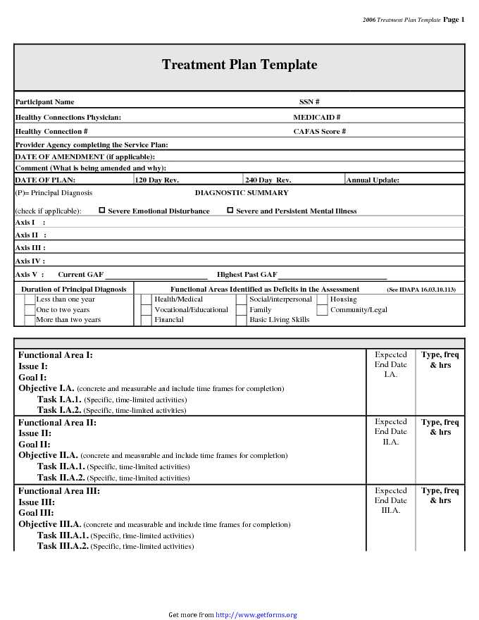 Treatment Plan Template