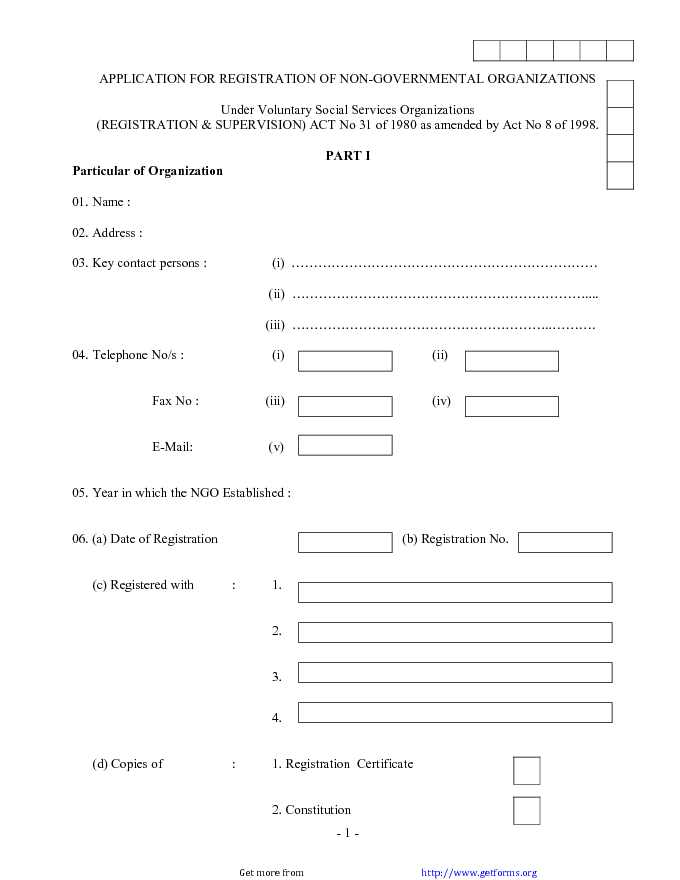 Application for Registration of Ngo