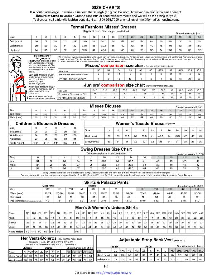 Clothing Size Chart