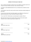 Used Car Sale Contract form