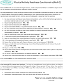 Physical Activity Readiness Questionnaire (PAR-q) form