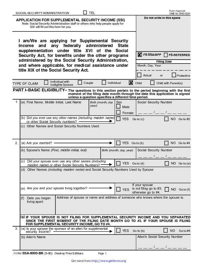 Application For Supplemental Security Income