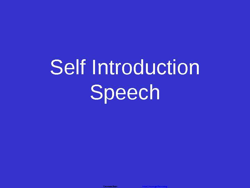 Self Introduction Speech
