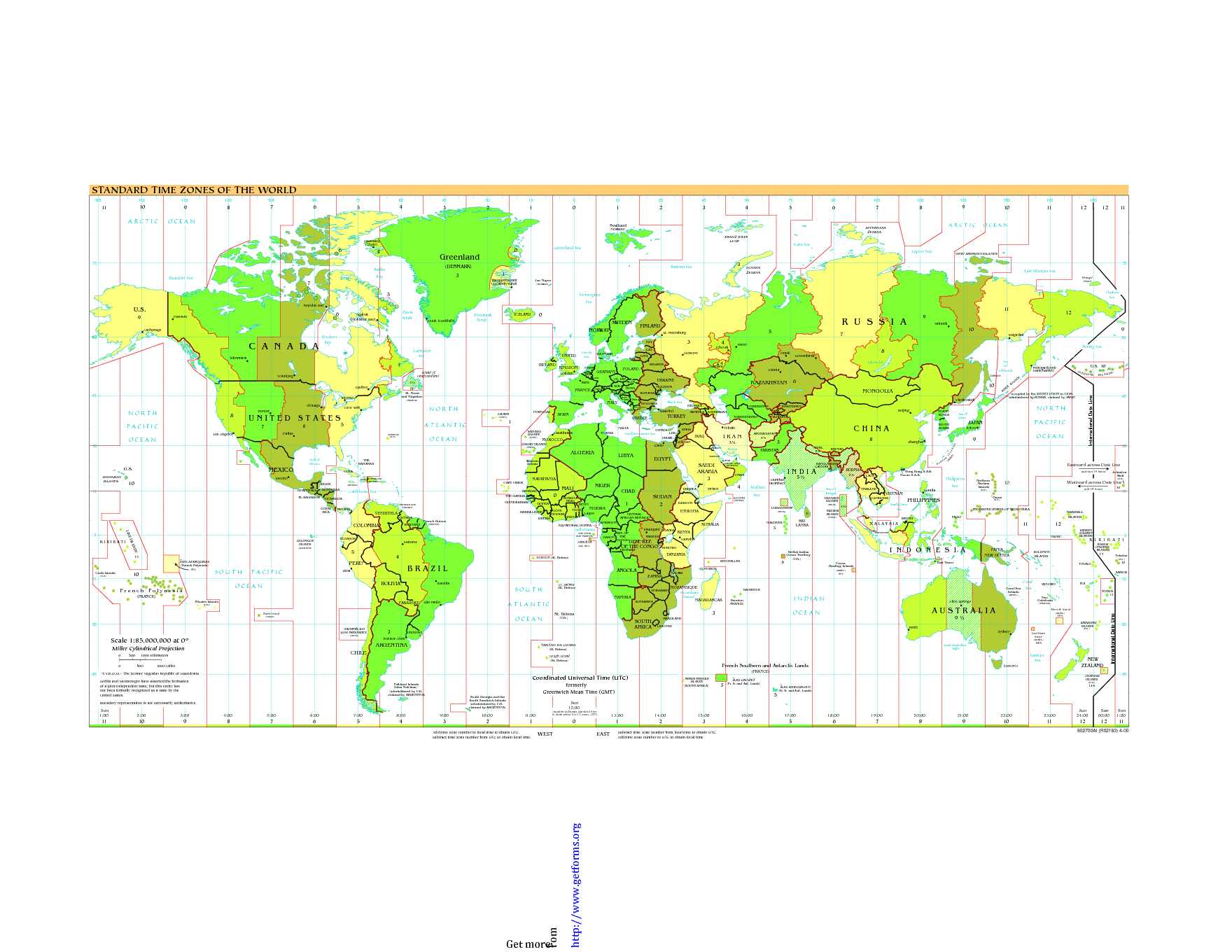 Standard Time Zones of The World