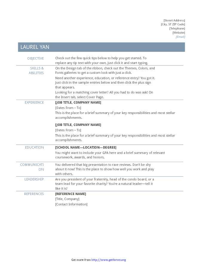 Basic Resume Template (Timeless Design)