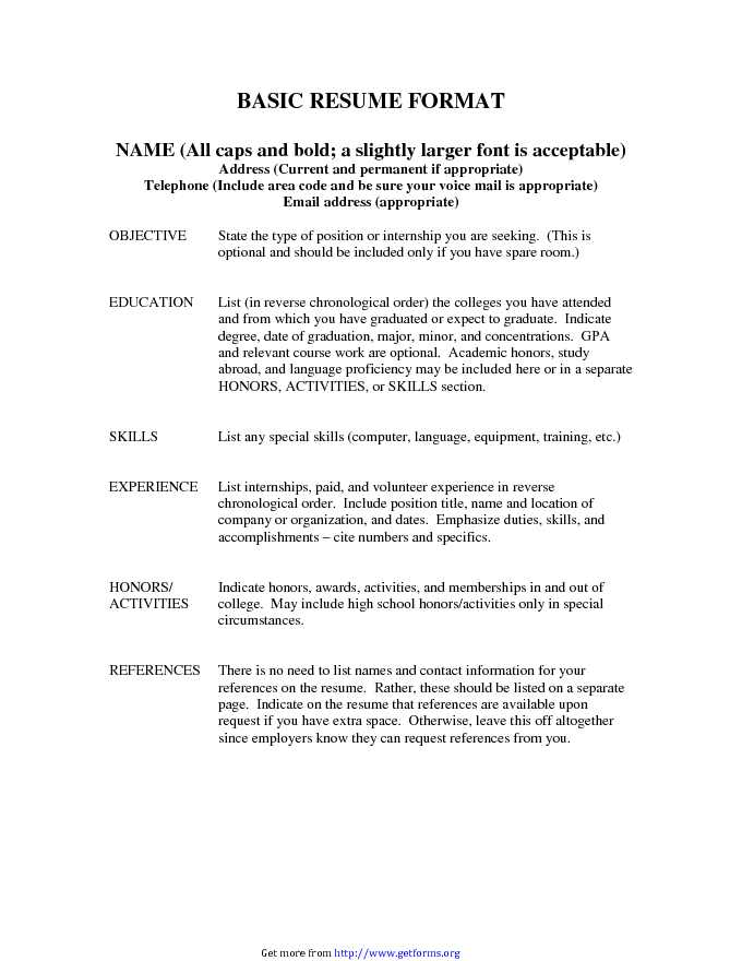 Resume Format with Section Examples