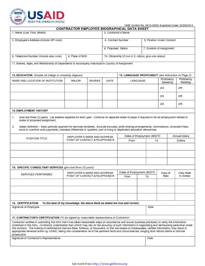 Bio Data Form