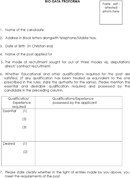 Bio Data Form for Job form