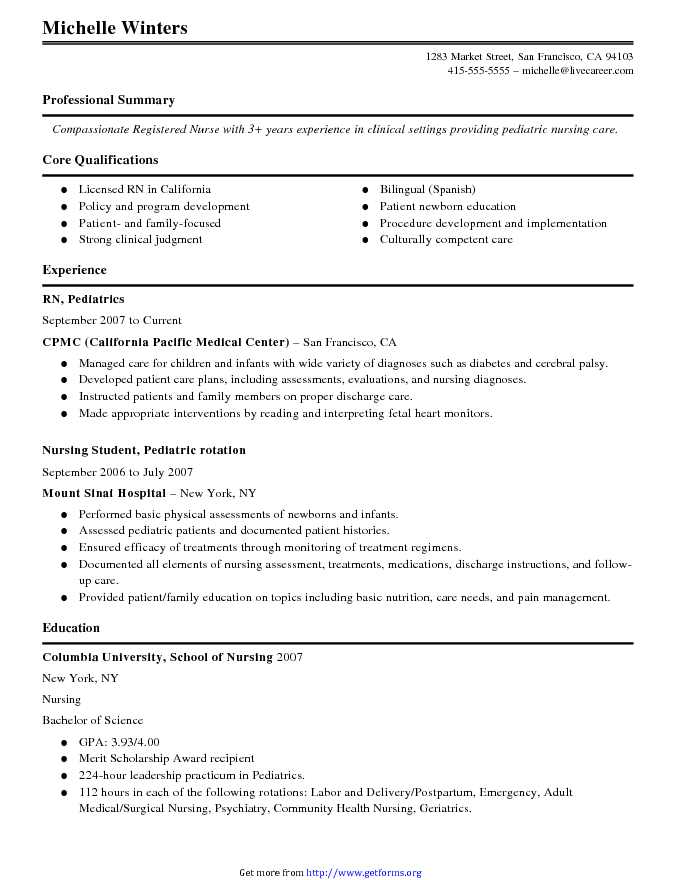 Nurse Resume Traditional