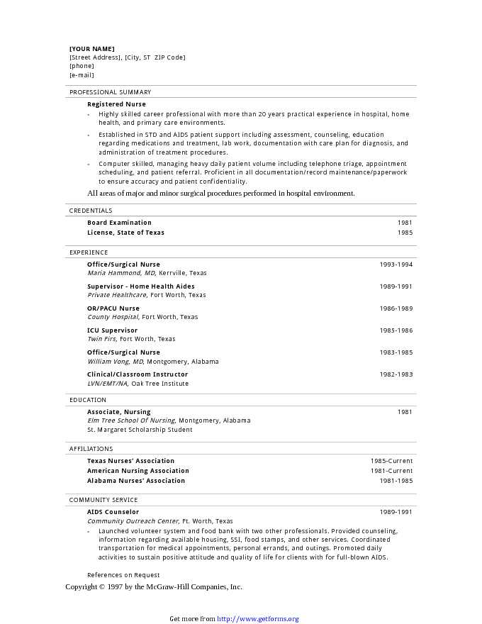 Registered Nurse Resume