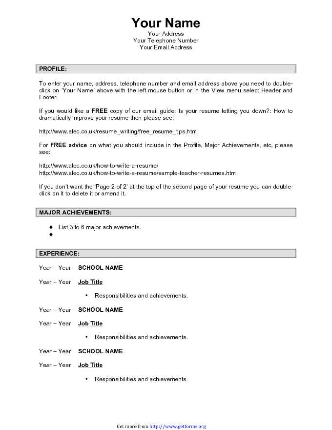 Teacher Resume Template