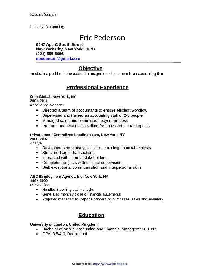 Accounting Student Resume sample