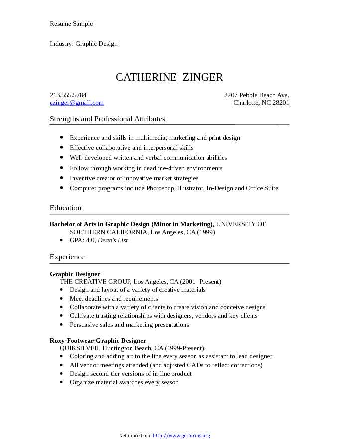 Graphic Student Resume Sample