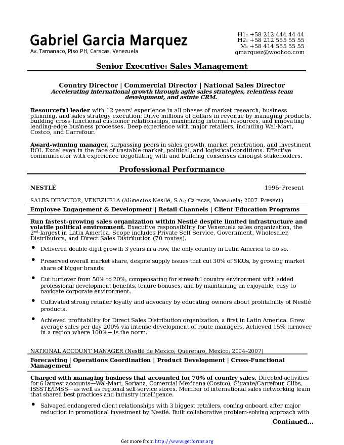 Senior Executive Resume Sample 1