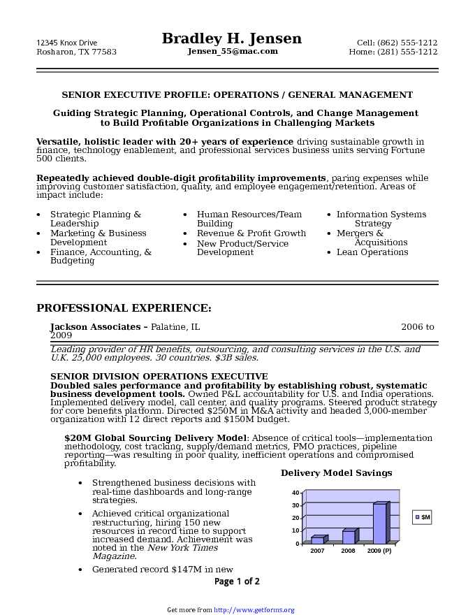 Senior Executive Resume Sample 2