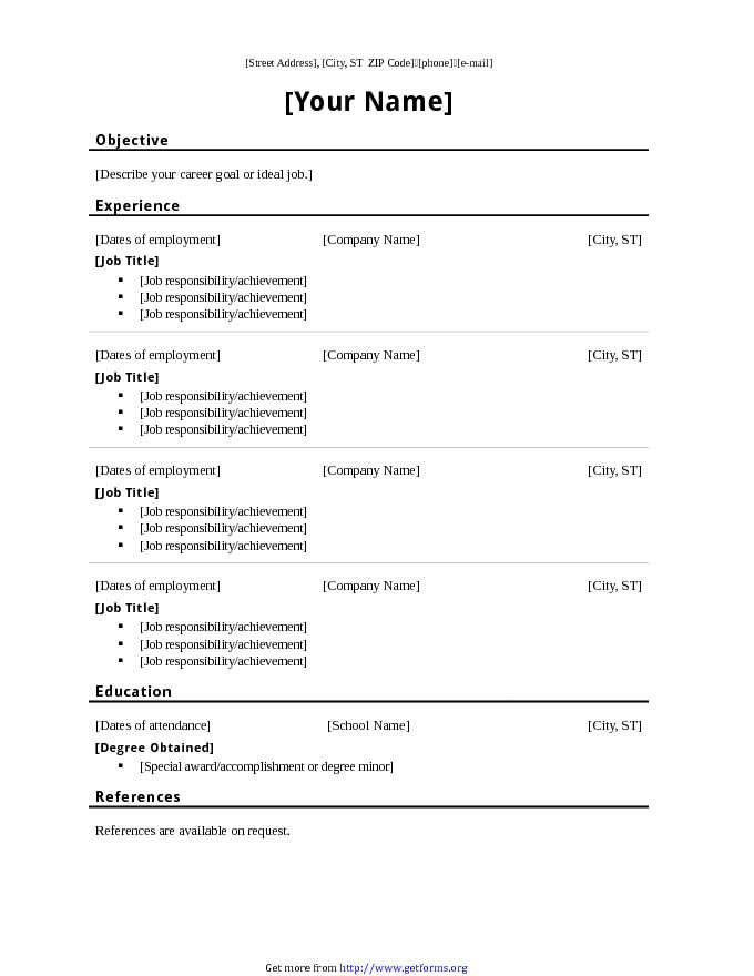 Chronological Resume (Traditional Design)