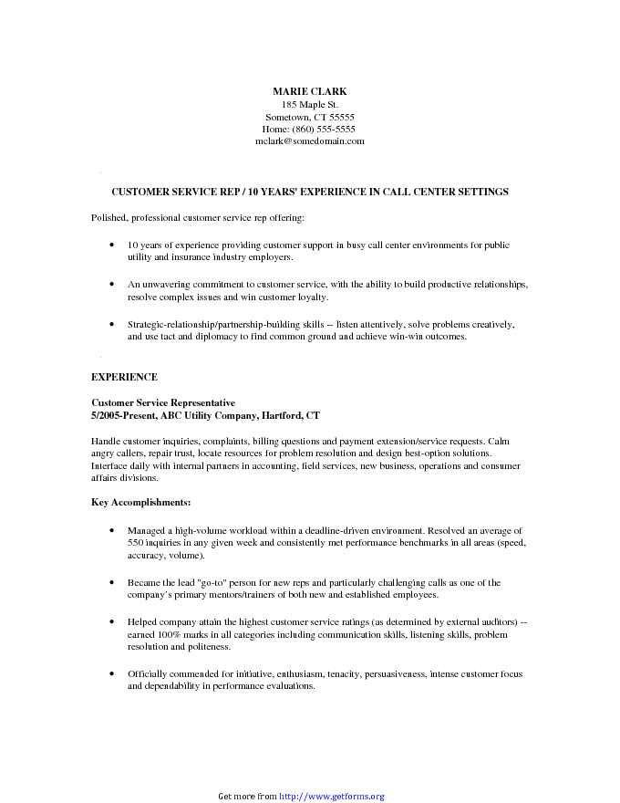 Customer Service Resume Sample 2