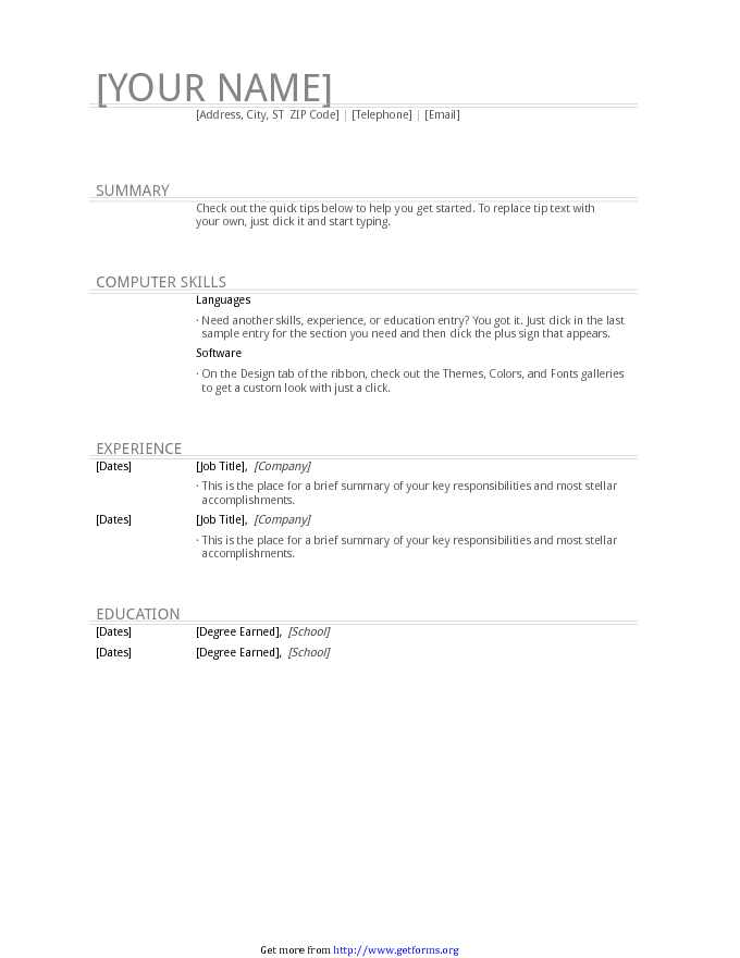 General Resume Template 1