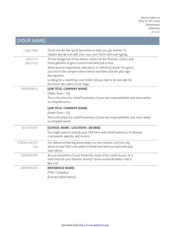 General Resume Template 3