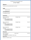 Chronological Resume Outline form