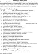 Summary of Qualifications Example 2 form