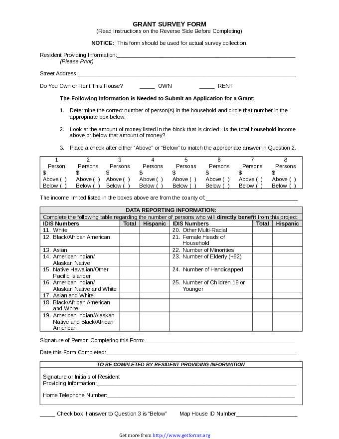 Grant Survey Form