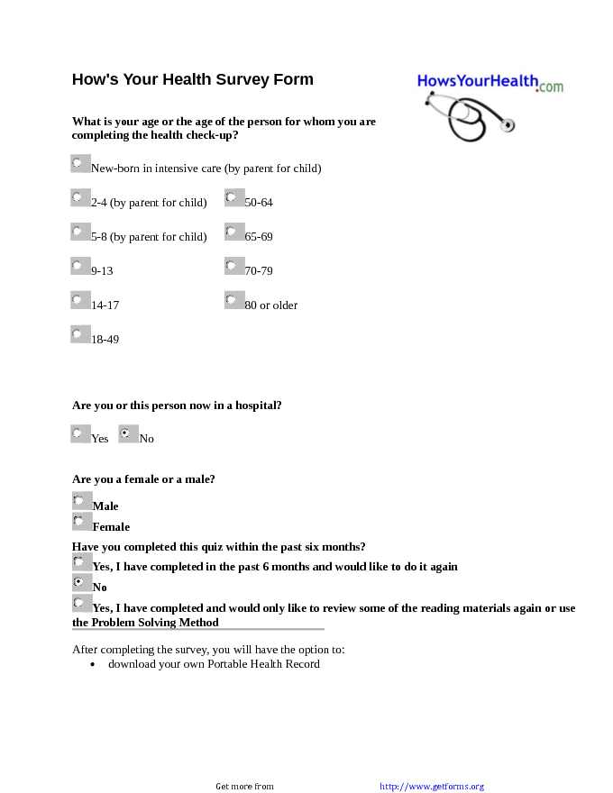 Health Survey Form