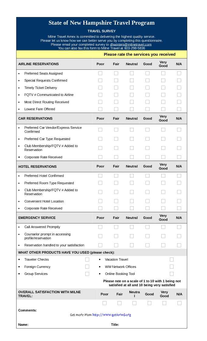 Travel Survey Questionnaire