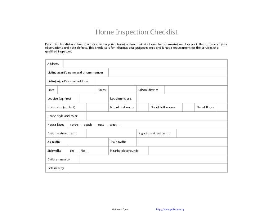 Home Inspection Checklist