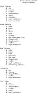 Master Cleaning Checklist form