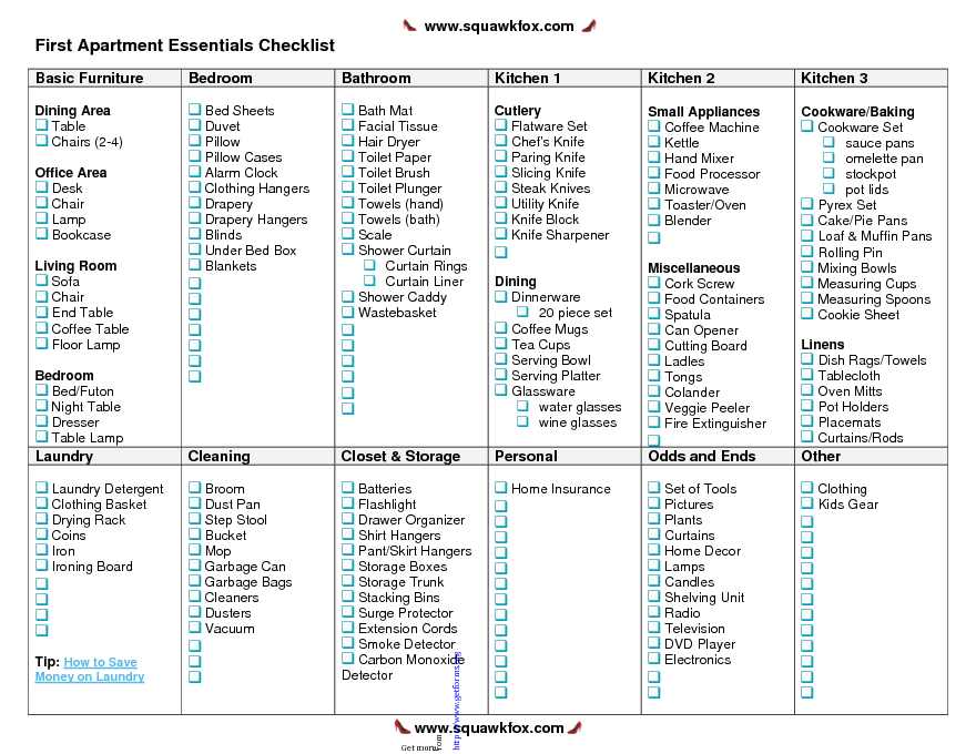 First Apartment Essentials Checklist