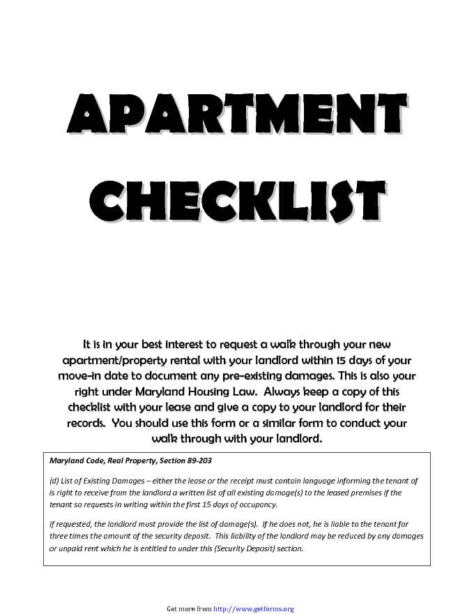 New Apartment Checklist 2