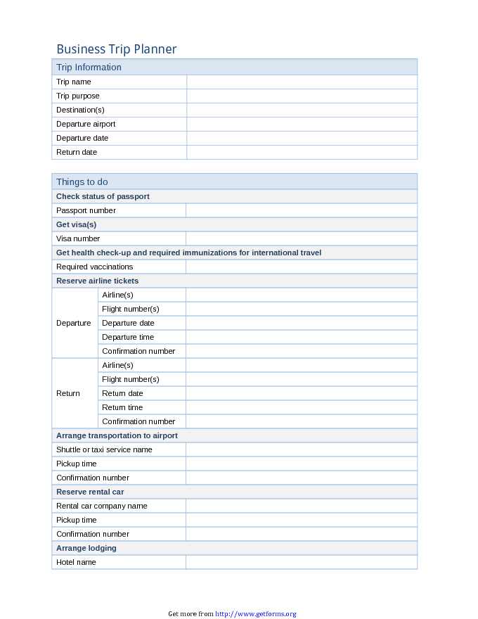 Business Trip Planner