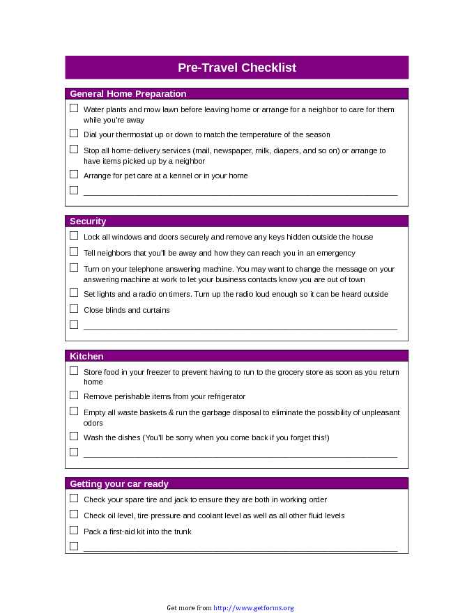 Pre-Travel Checklist