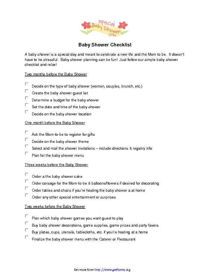 Baby Shower Checklist 1