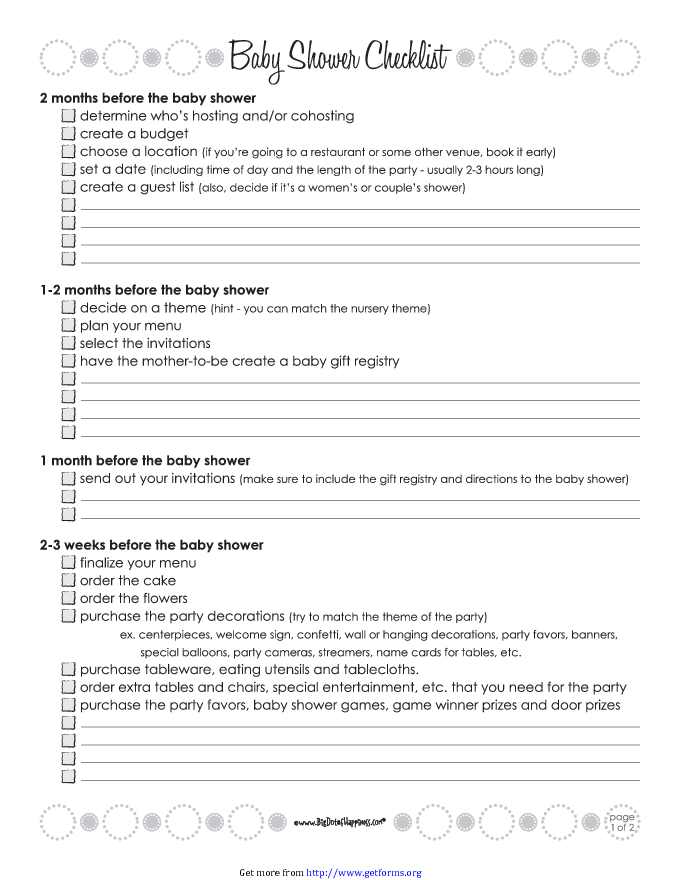 Baby Shower Checklist 2