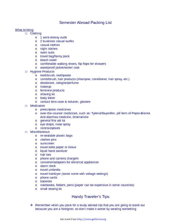 Packing Checklist 1