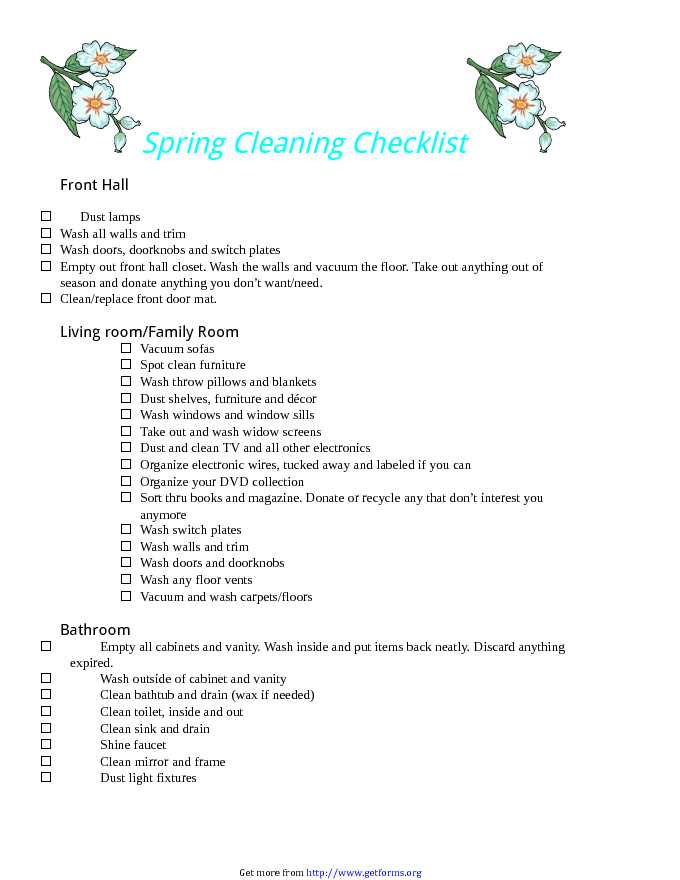 Spring Cleaning Checklist 1