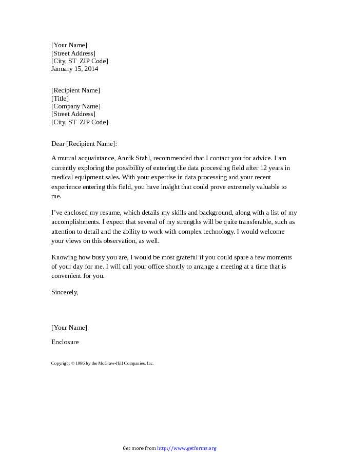 Resume Cover Letter With Referral from Mutual Acquaintance