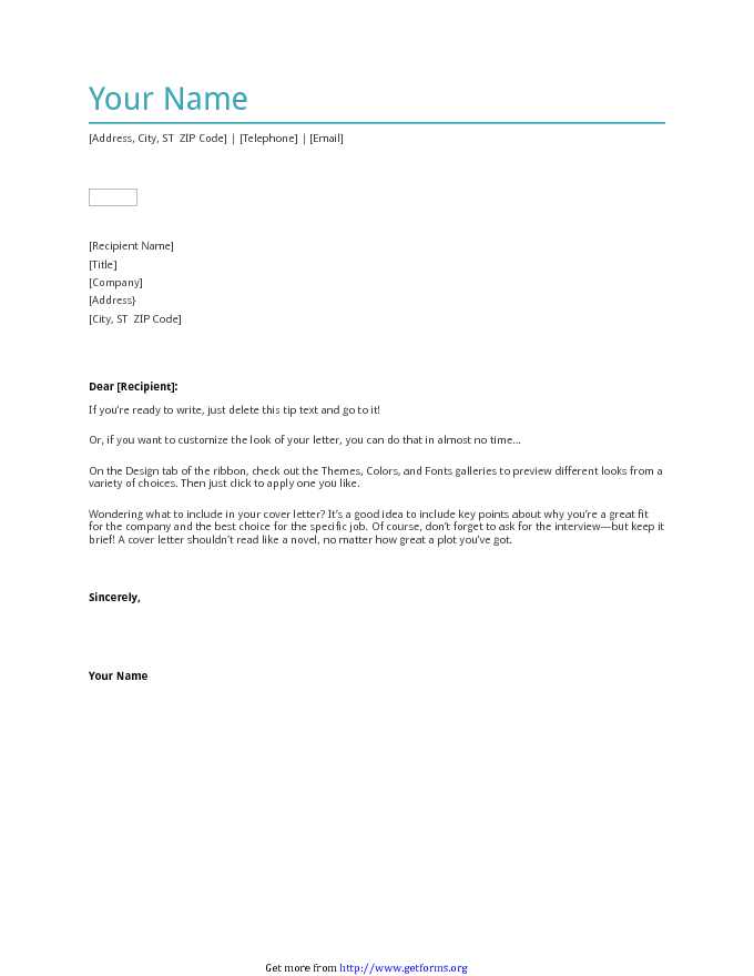 General Cover Letter Template 2