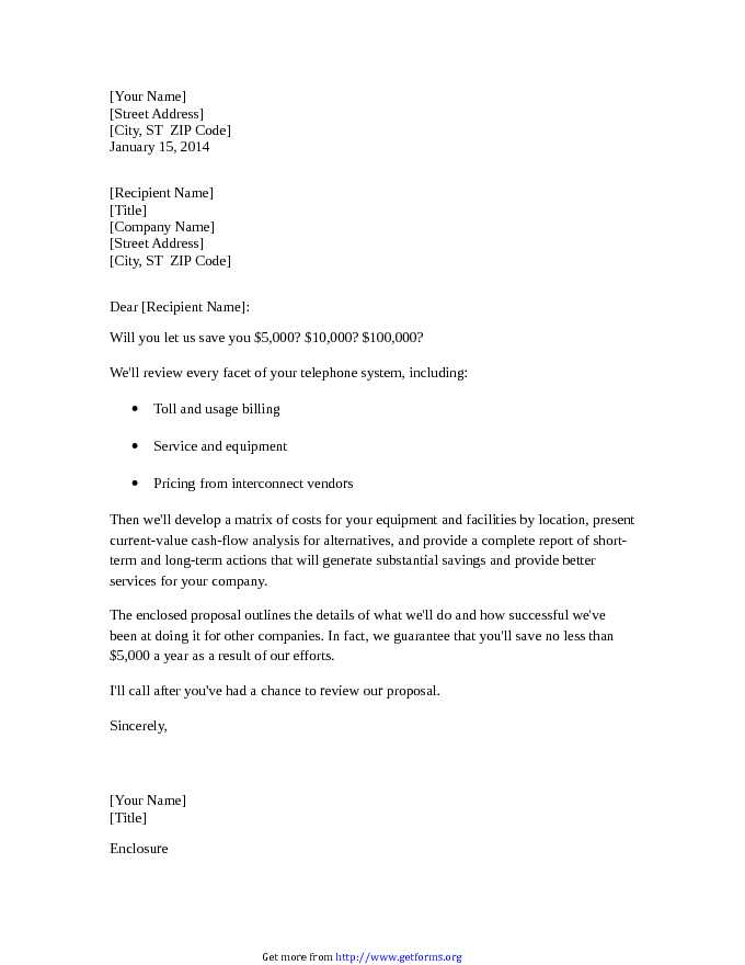 Cover Letter for Proposal from Service Consultant