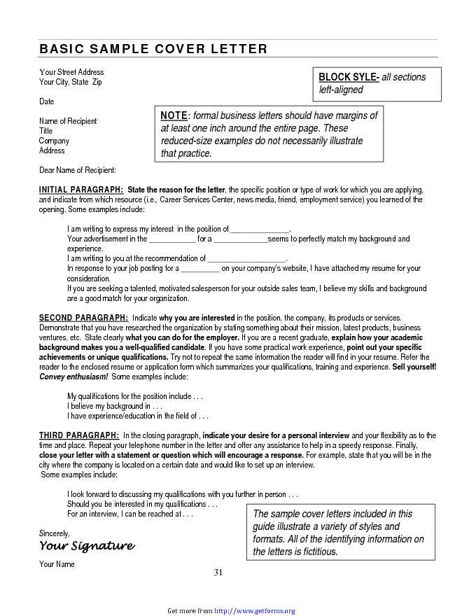 Basic Sample Cover Letter