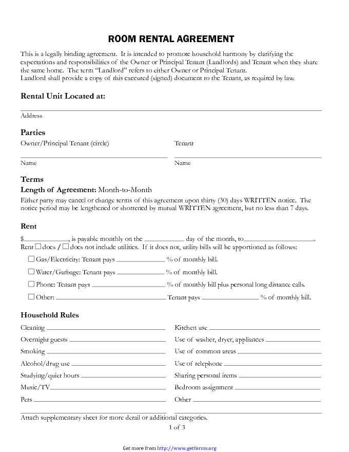 Room Rental Agreement